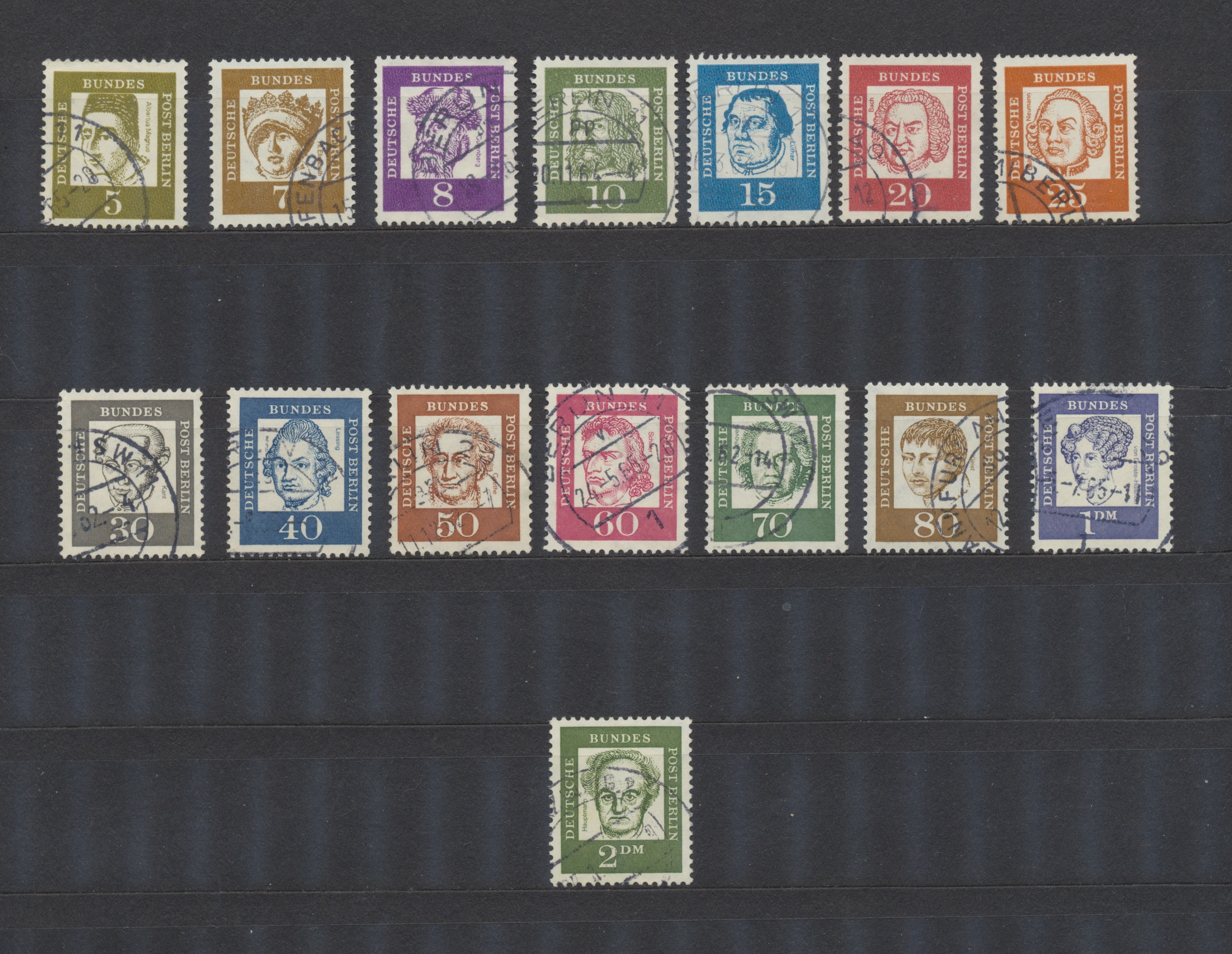 Francobolli Usati Berlino 1961-62 celebrità Tedesche Francobolli Usati Berlino 1961-62 celebrità Tedesche