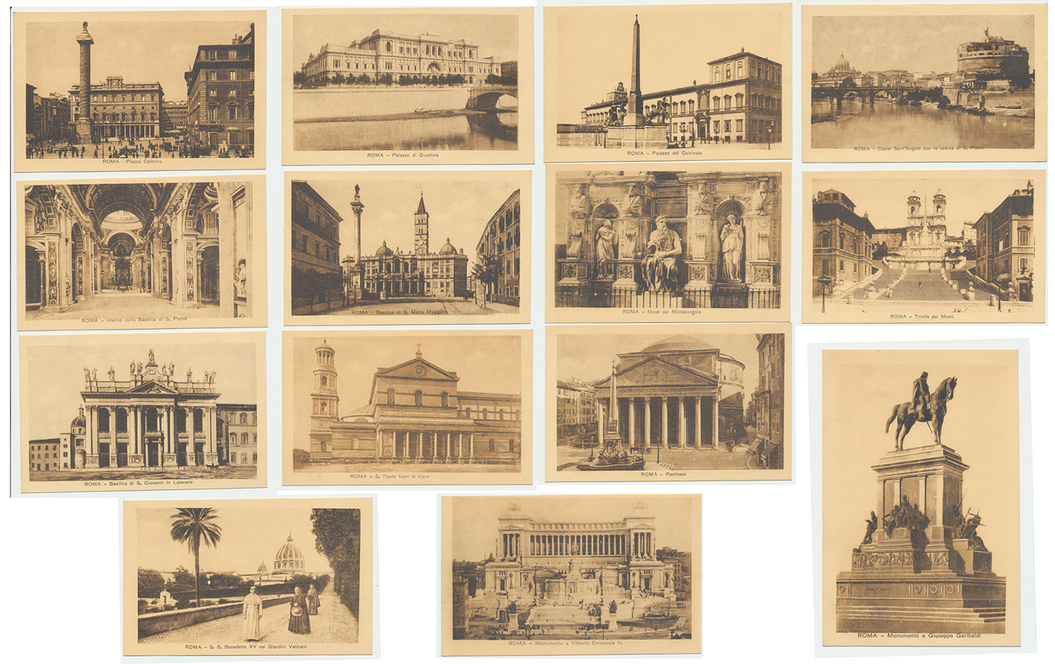 Italia Regno Lotto di 14 Cartoline nuove Roma e Papa Benedetto XV inizio 1900 Italia Regno Lotto di 14 Cartoline nuove Roma e Papa Benedetto XV inizio 1900