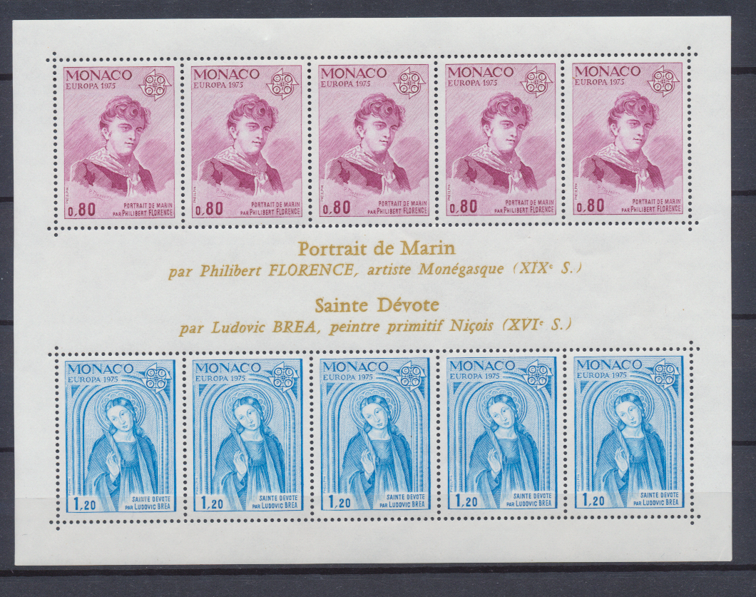 Monaco Foglietto Nuovo (MNH) Europa Cept - Dipinti 1975 Monaco Foglietto Nuovo (MNH) Europa Cept - Dipinti 1975